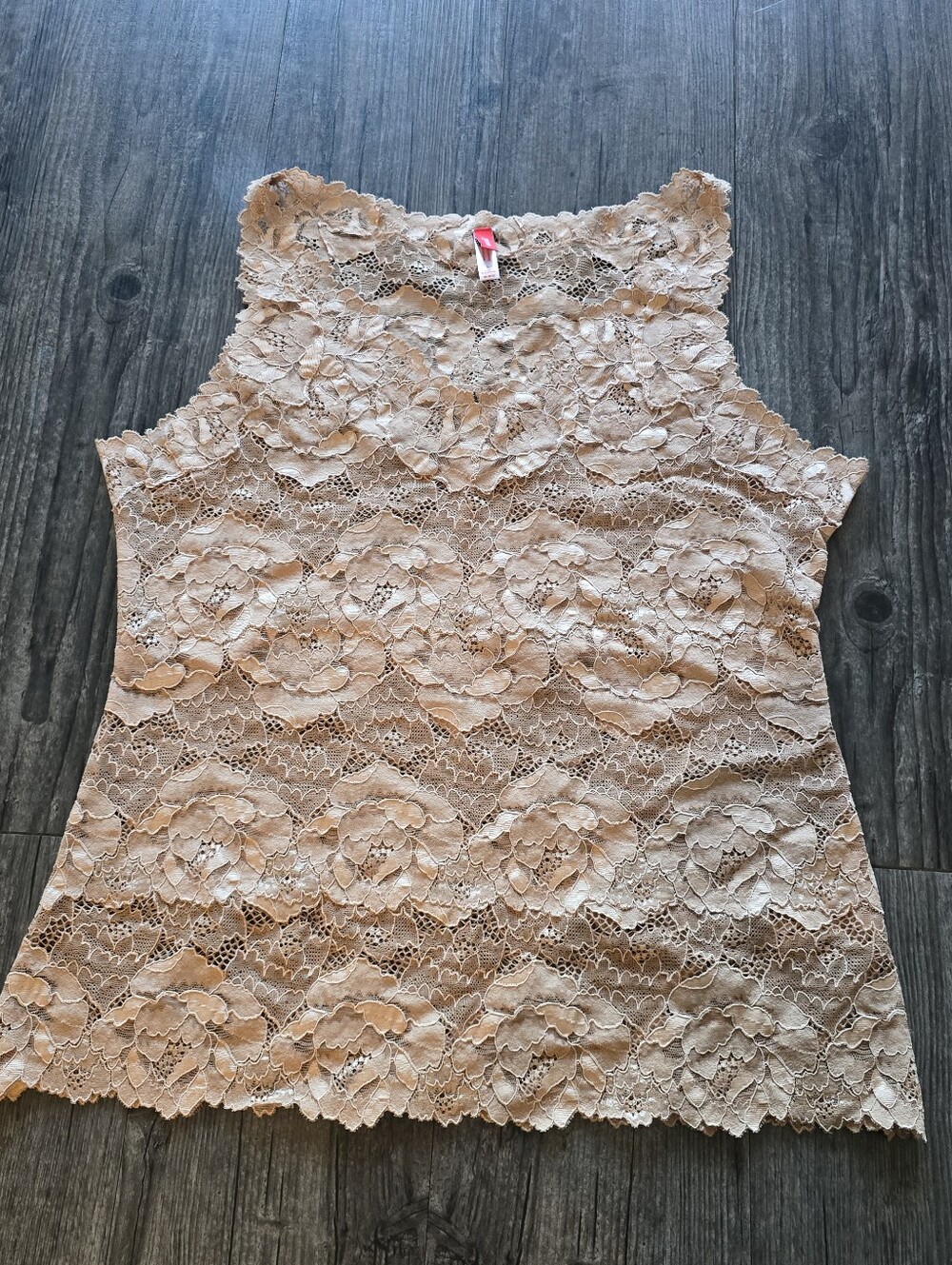 Josie Natori Beige Floral Lace Women's Tank Top Lingerie Coquette